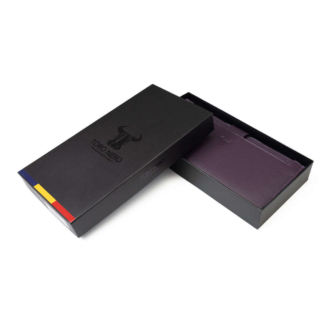 Women's wallet made of genuine leather, purple Cory, Rfid protection