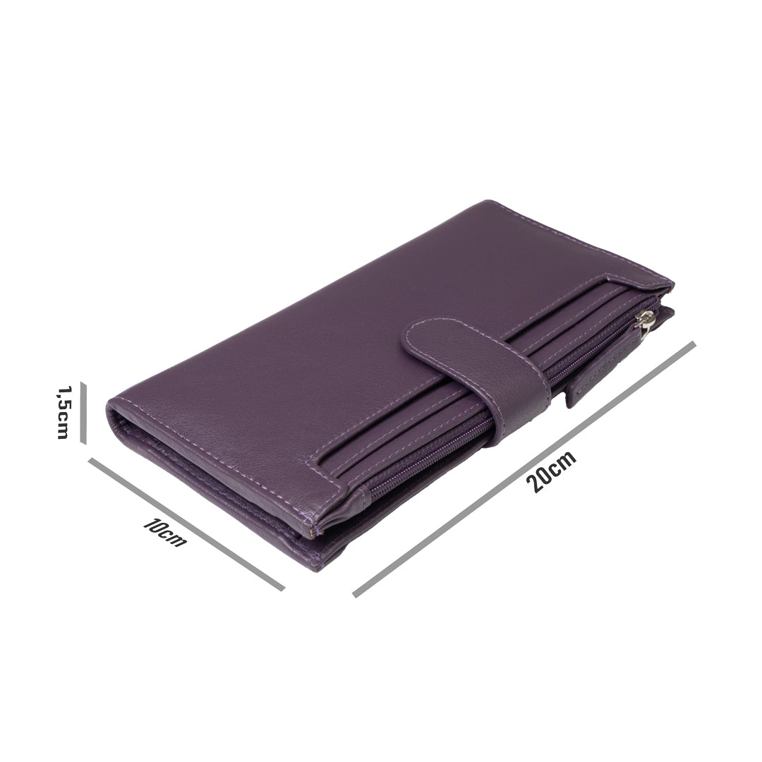 Women's wallet made of genuine leather, purple Cory, Rfid protection