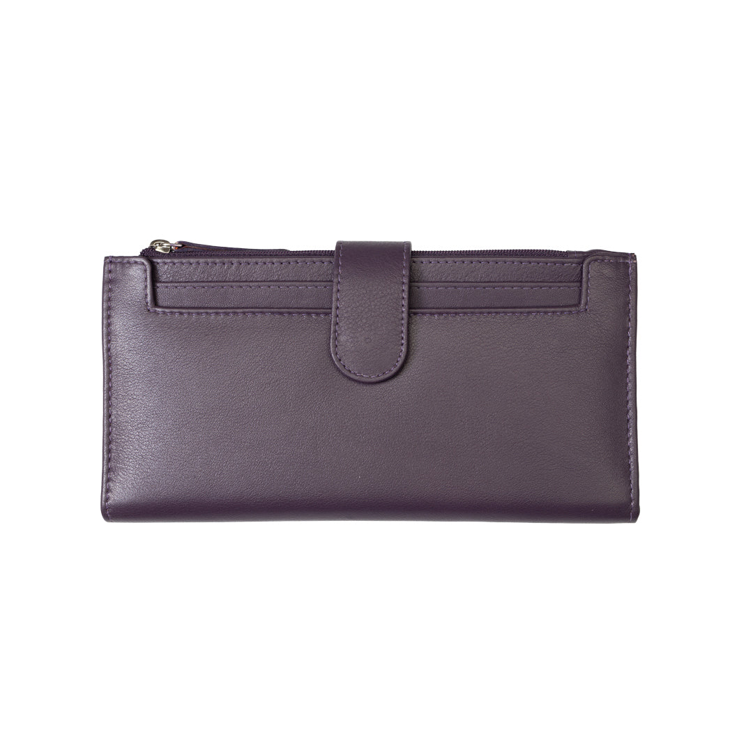 Women's wallet made of genuine leather, purple Cory, Rfid protection