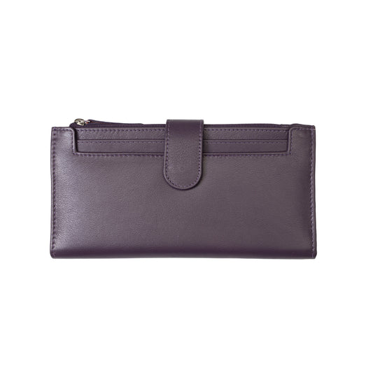Women's wallet made of genuine leather, purple Cory, Rfid protection