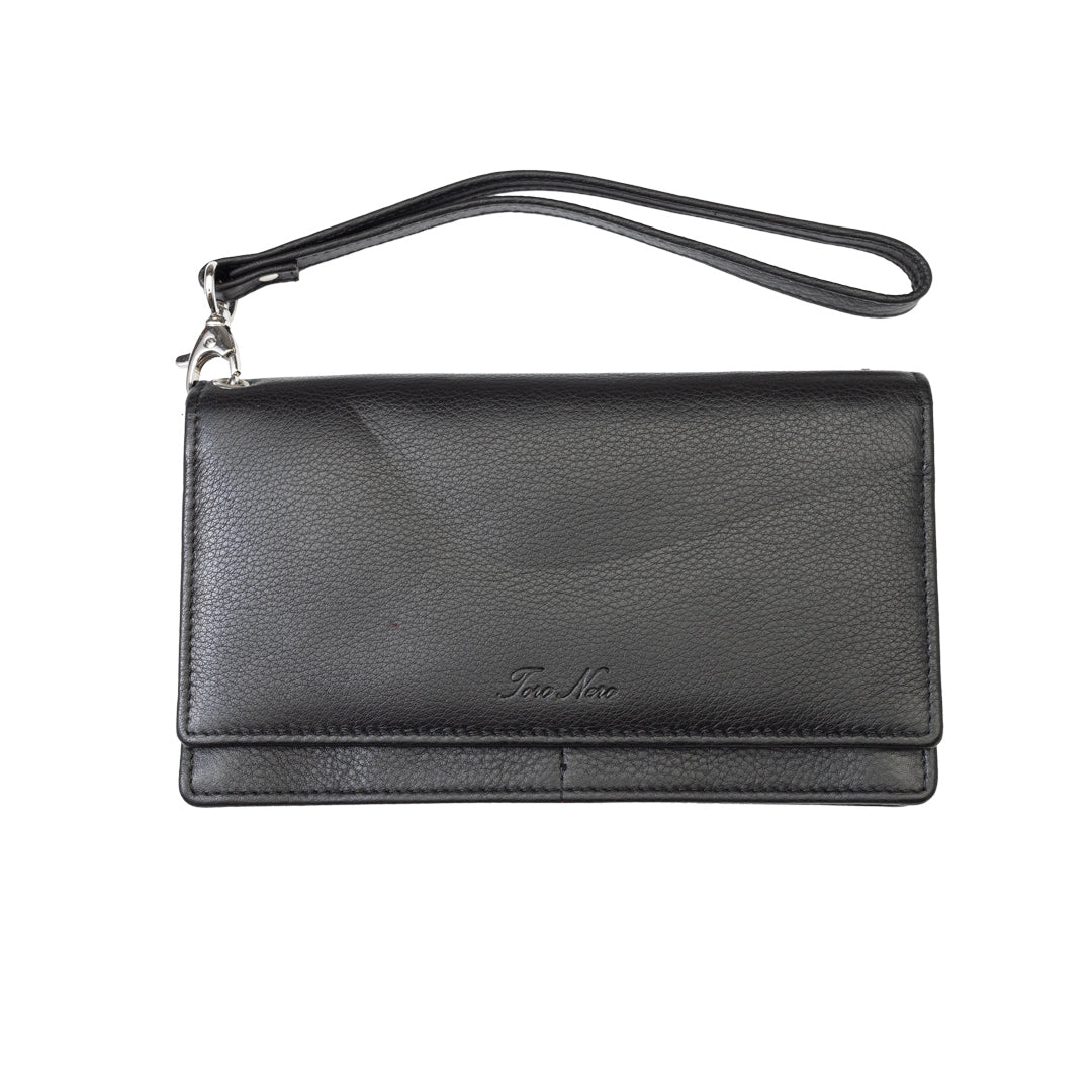 Women's wallet made of genuine leather, black, Chiara, Rfid protection