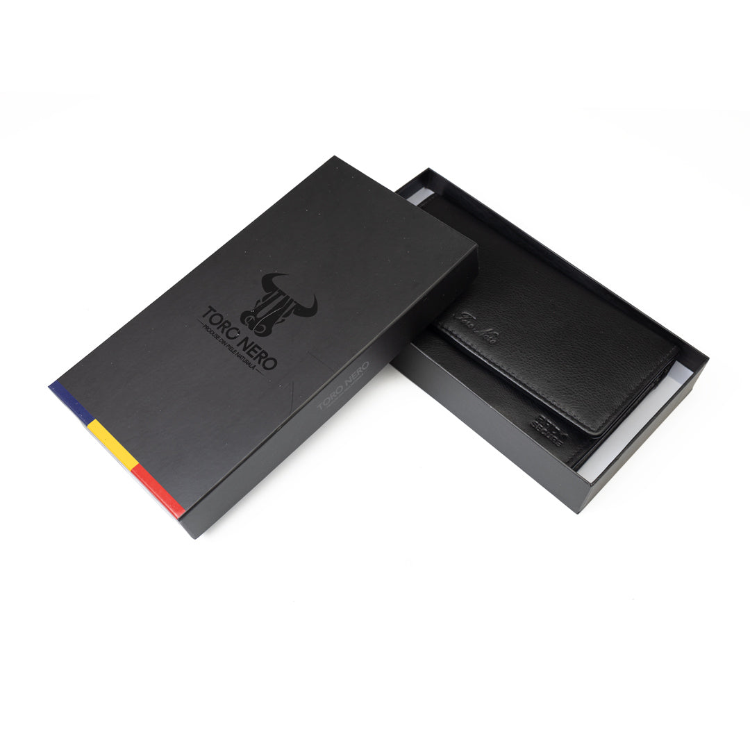 Women's wallet made of natural leather, black, Cloudy, Rfid protection