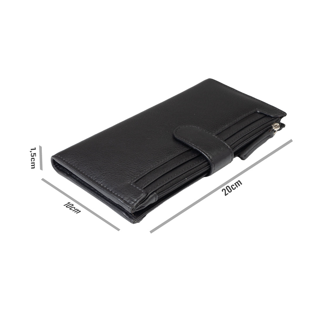 Billetera para mujer de piel natural negra Cory, protección Rfid