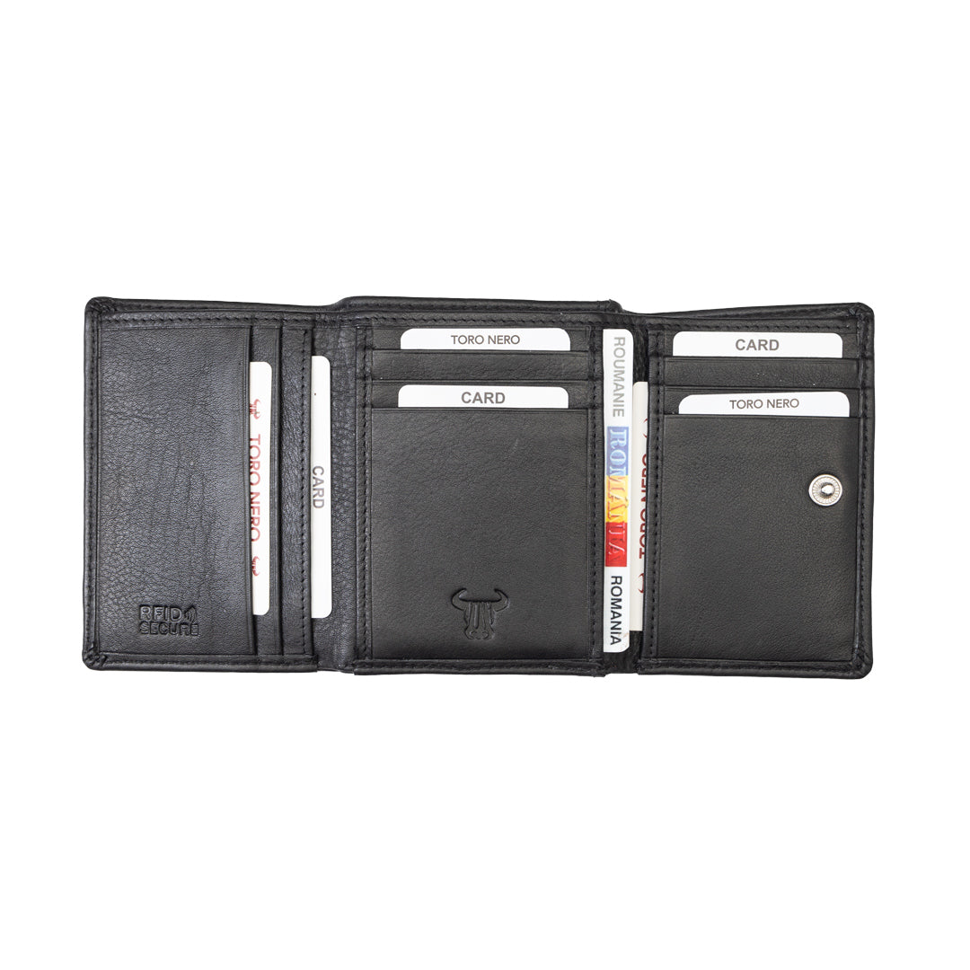 Women's wallet made of genuine leather, black Ellis, RFID protection