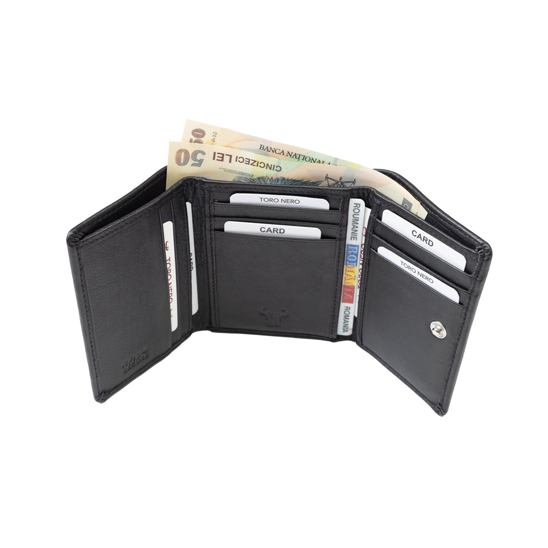 Women's wallet made of genuine leather, black Ellis, RFID protection