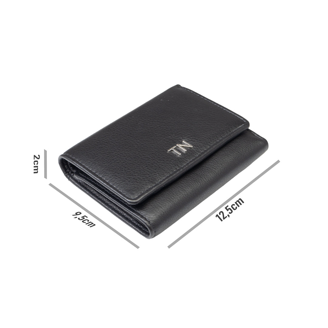 Women's wallet made of genuine leather, black Ellis, RFID protection