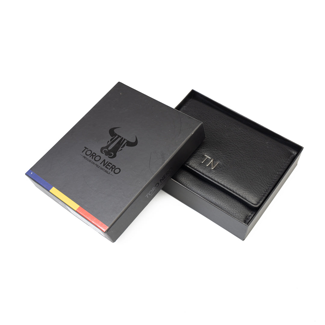 Women's wallet made of genuine leather, black Ellis, RFID protection