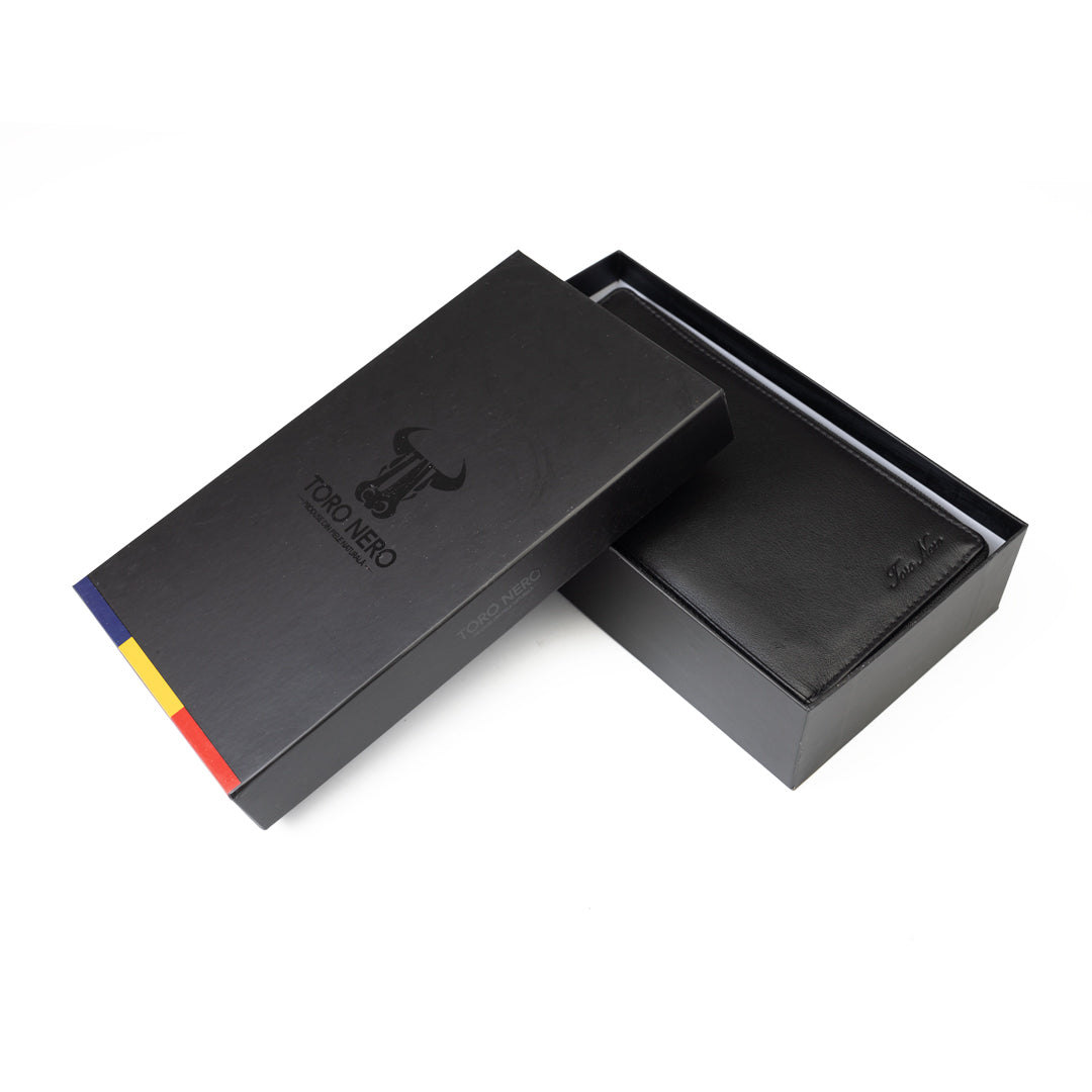 Women's wallet made of black genuine leather Ina, Rfid protection