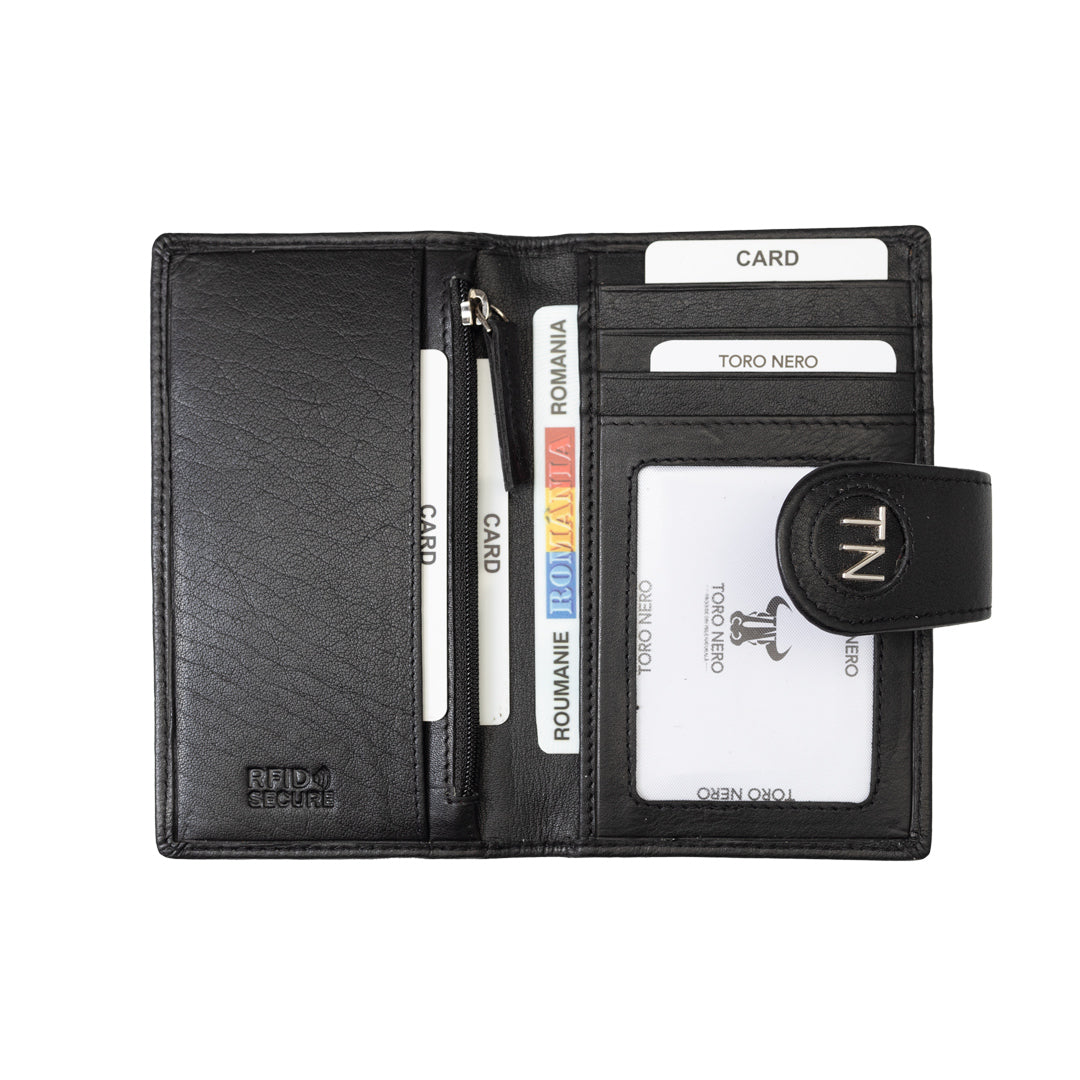 Women's wallet made of genuine leather, black Mia, RFID protection