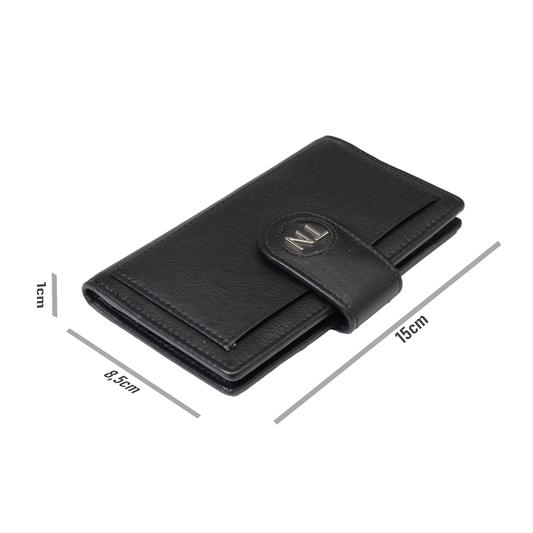 Women's wallet made of genuine leather, black Mia, RFID protection