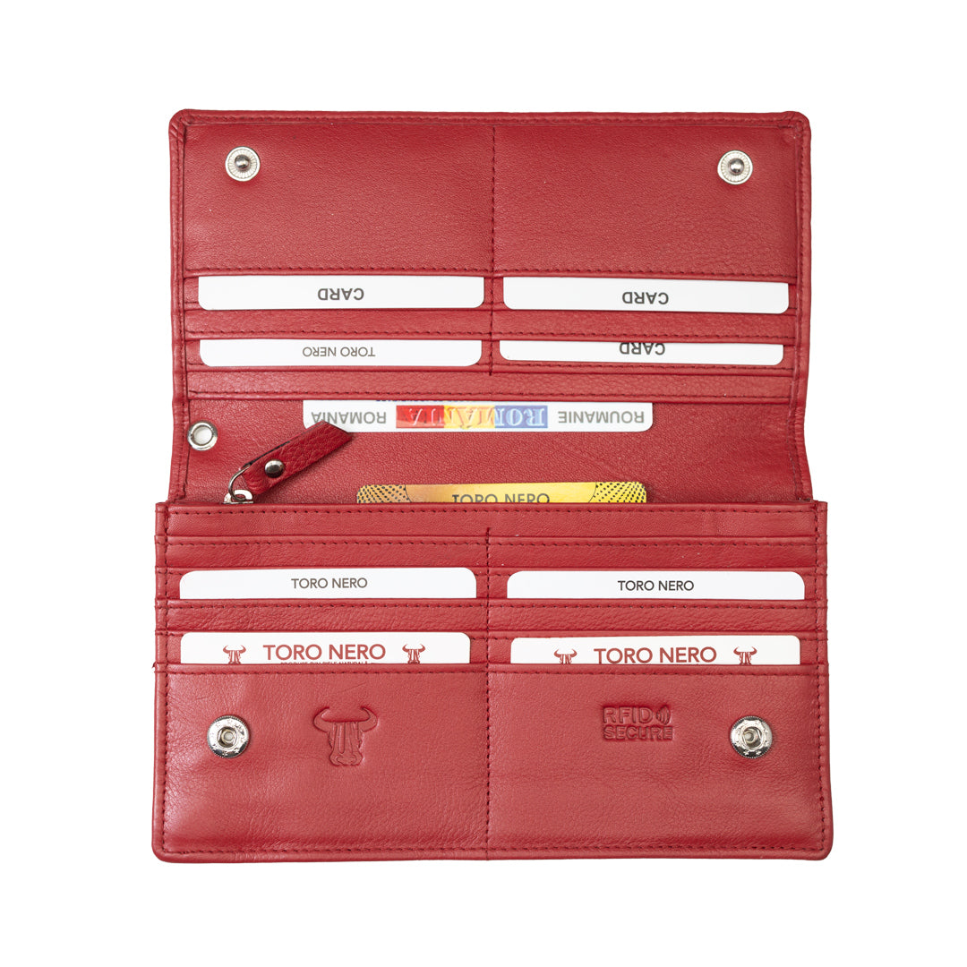 Women's wallet made of genuine leather, red Chiara, Rfid protection