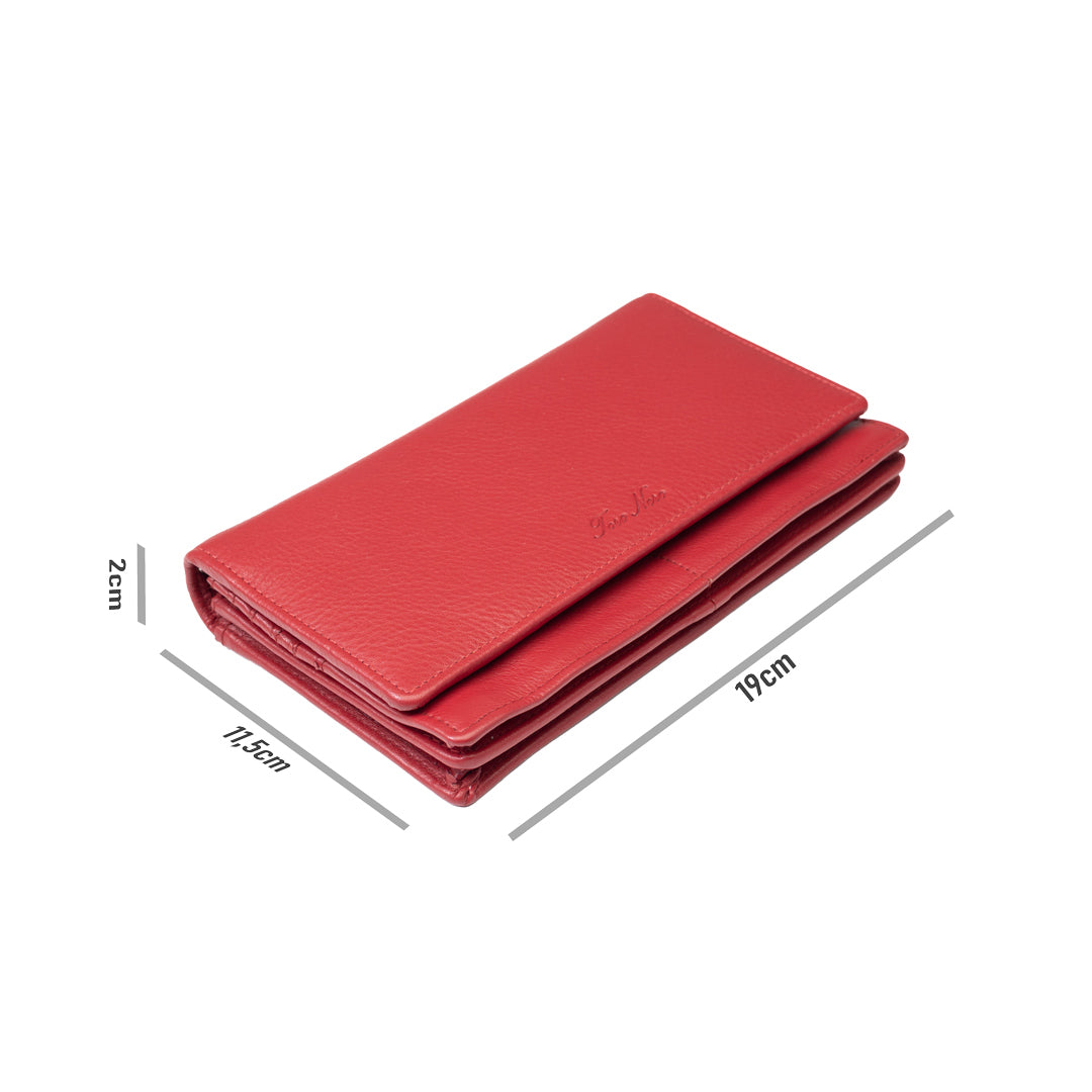 Women's wallet made of genuine leather, red Chiara, Rfid protection