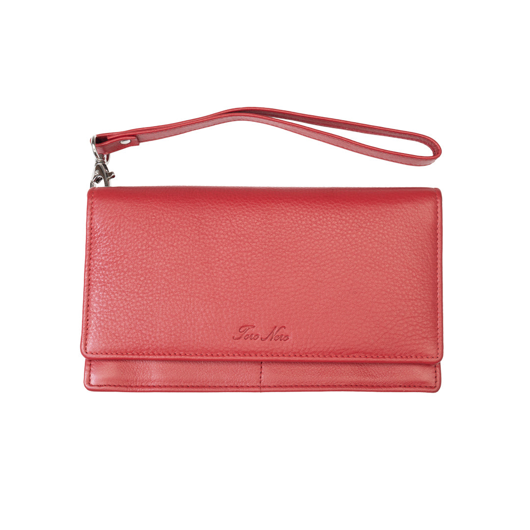 Women's wallet made of genuine leather, red Chiara, Rfid protection