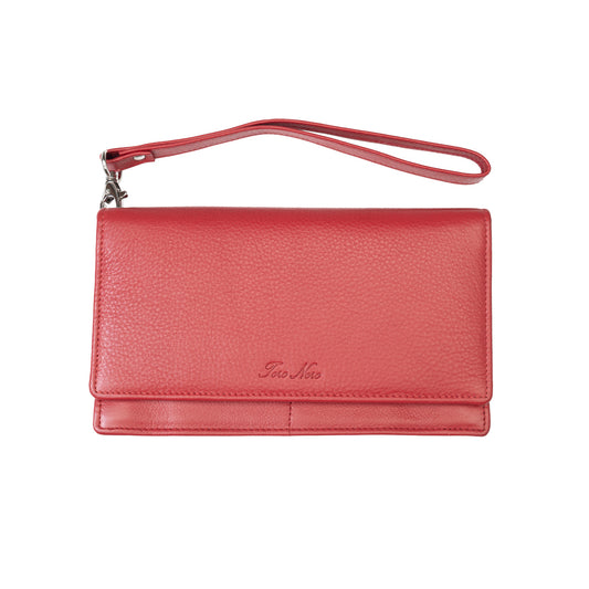 Women's wallet made of genuine leather, red Chiara, Rfid protection
