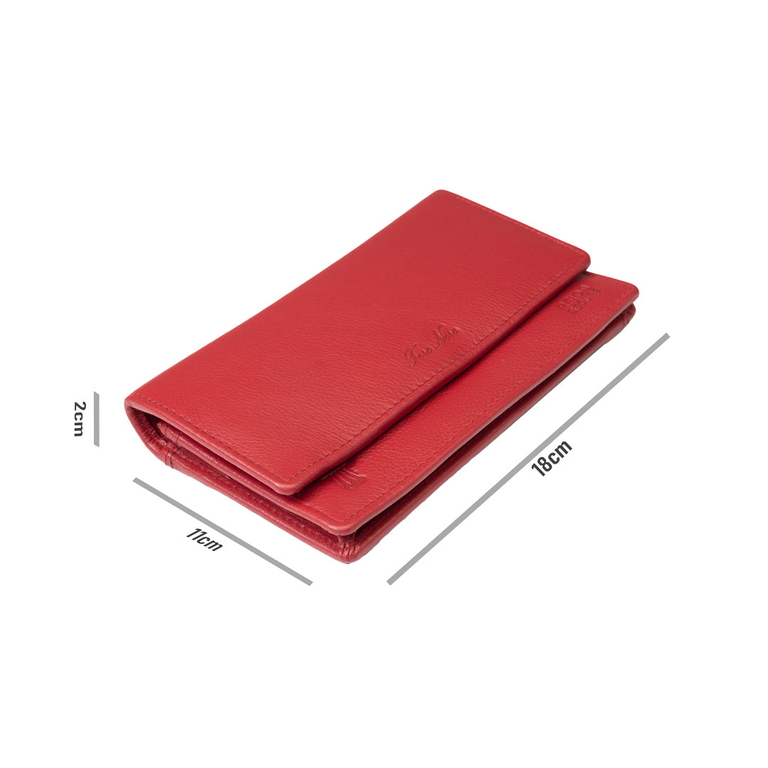 Women's wallet made of genuine leather, red Cloudy, Rfid protection