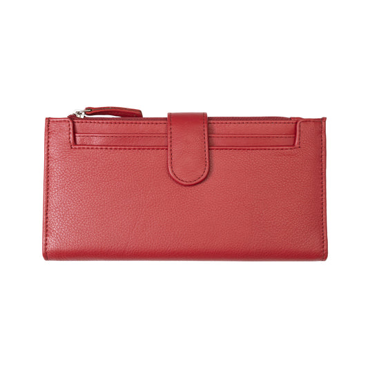 Women's wallet made of genuine leather, red Cory, Rfid protection