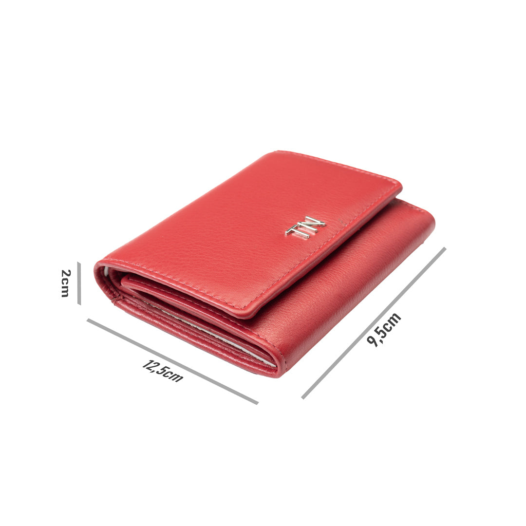 Women's wallet made of genuine leather, red Ellis, RFID protection