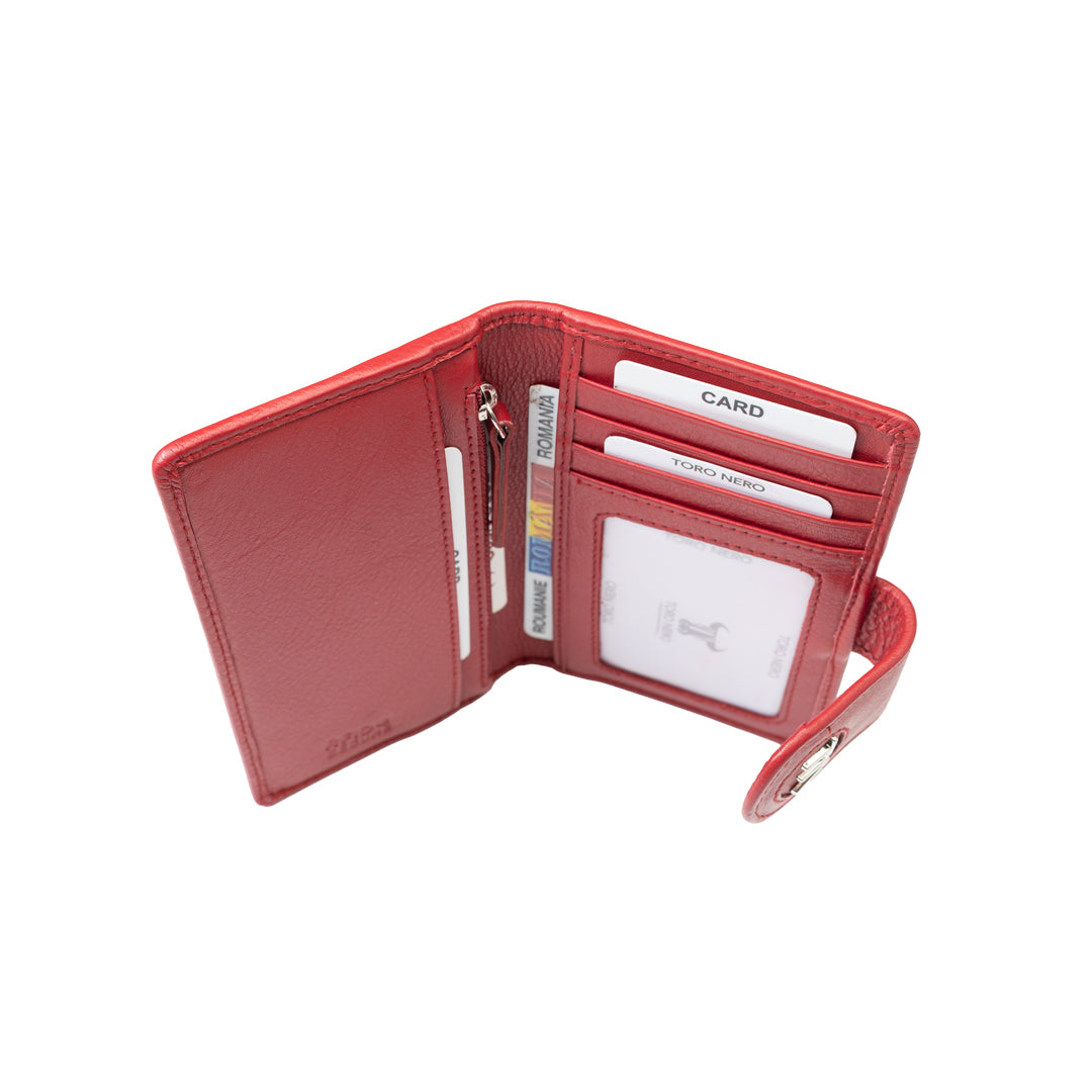 Women's wallet made of genuine leather, red Mia, RFID protection