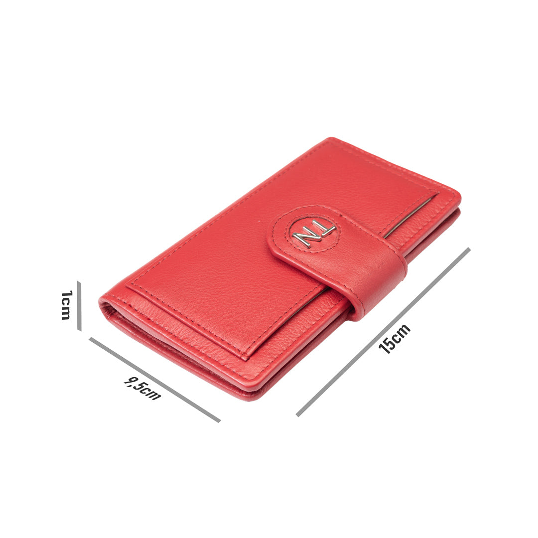 Women's wallet made of genuine leather, red Mia, RFID protection