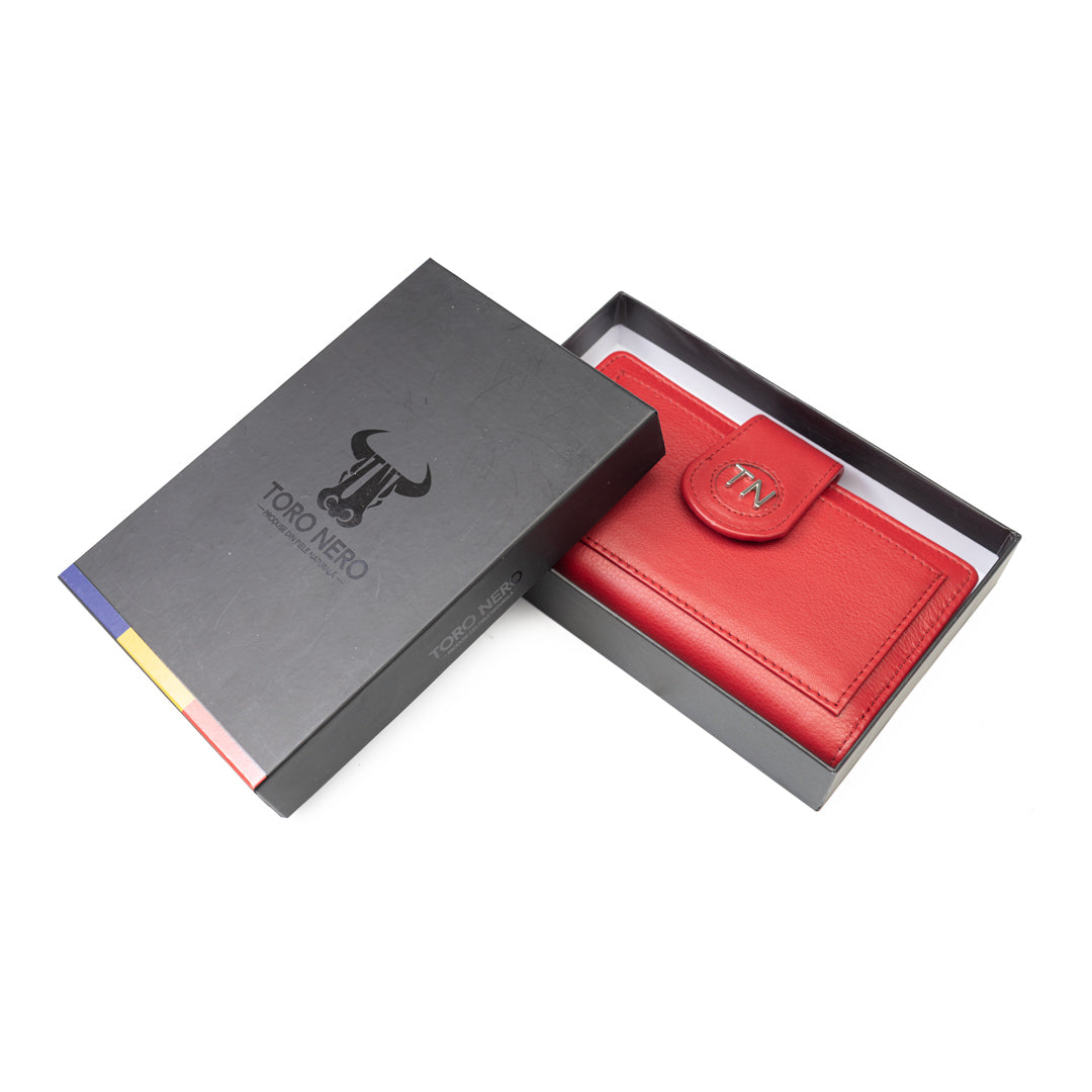 Women's wallet made of genuine leather, red Mia, RFID protection