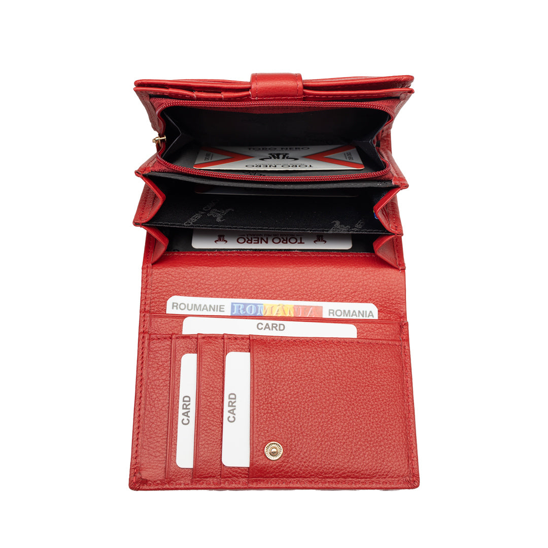 Women's wallet made of genuine red leather - Little detail
