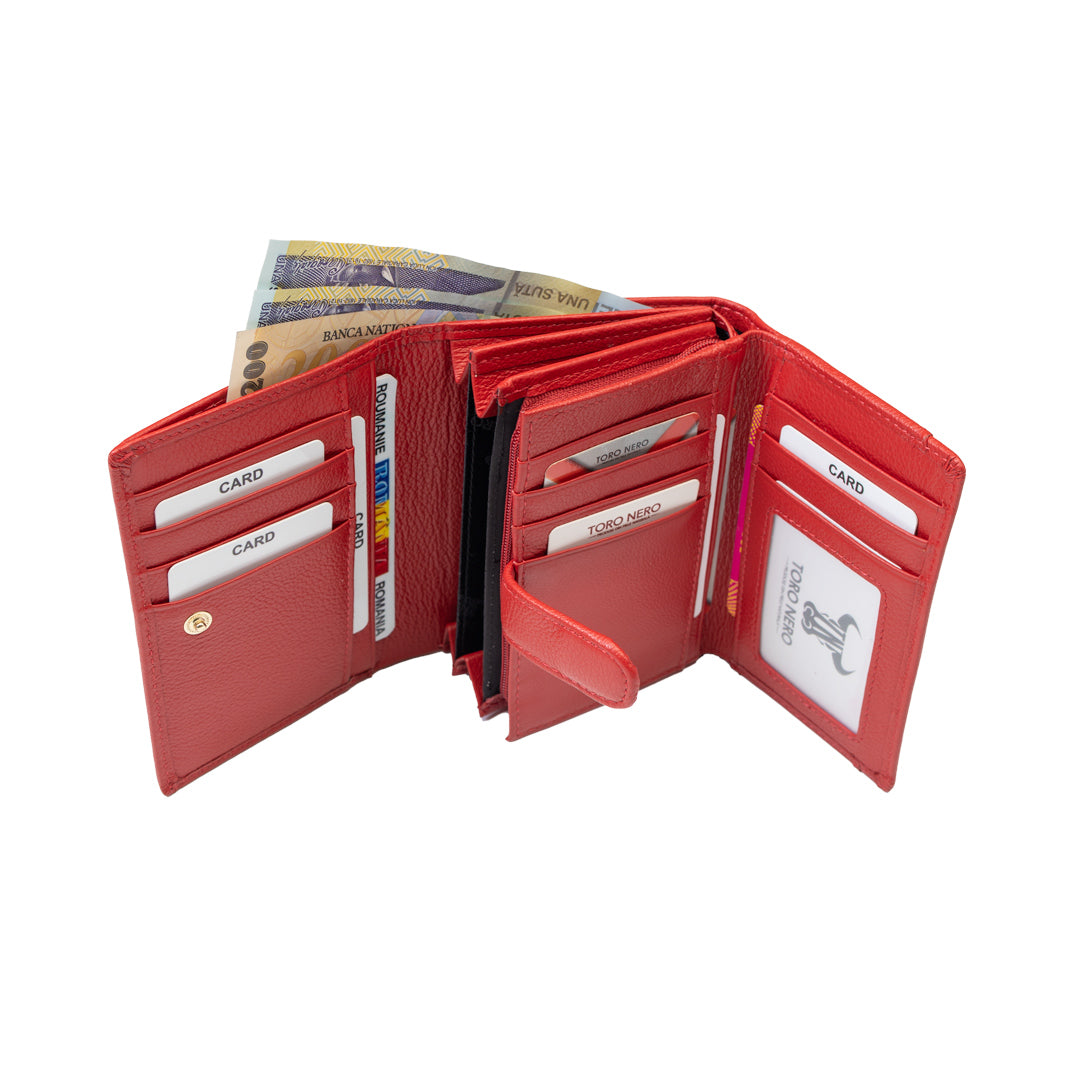 Women's wallet made of genuine red leather - Little detail