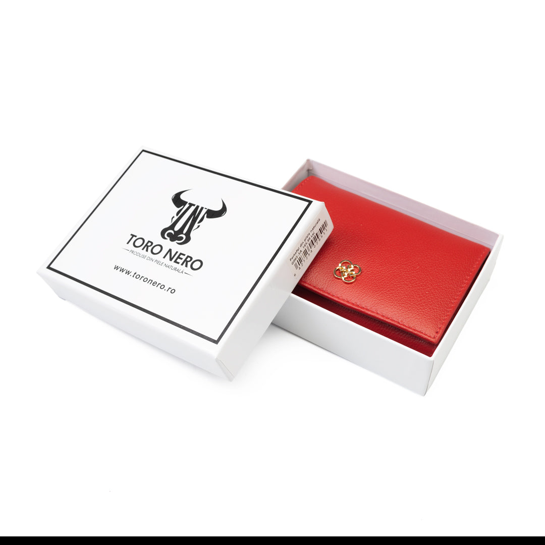 Women's wallet made of genuine red leather - Little detail
