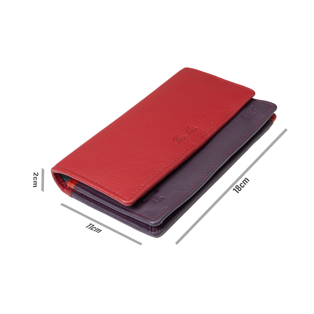 Women's wallet made of genuine leather, red-purple Cloudy, Rfid protection