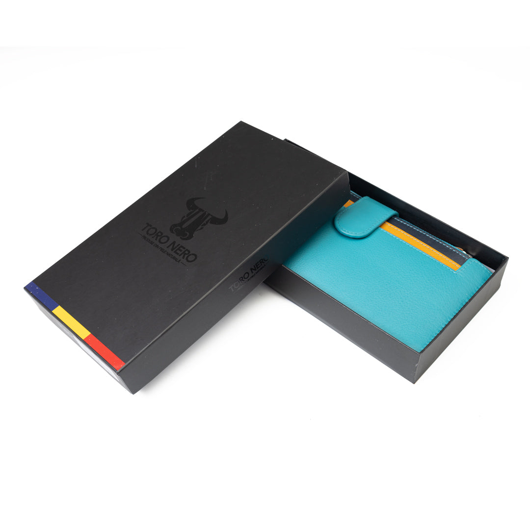 Women's wallet made of genuine turquoise leather Cory, Rfid protection