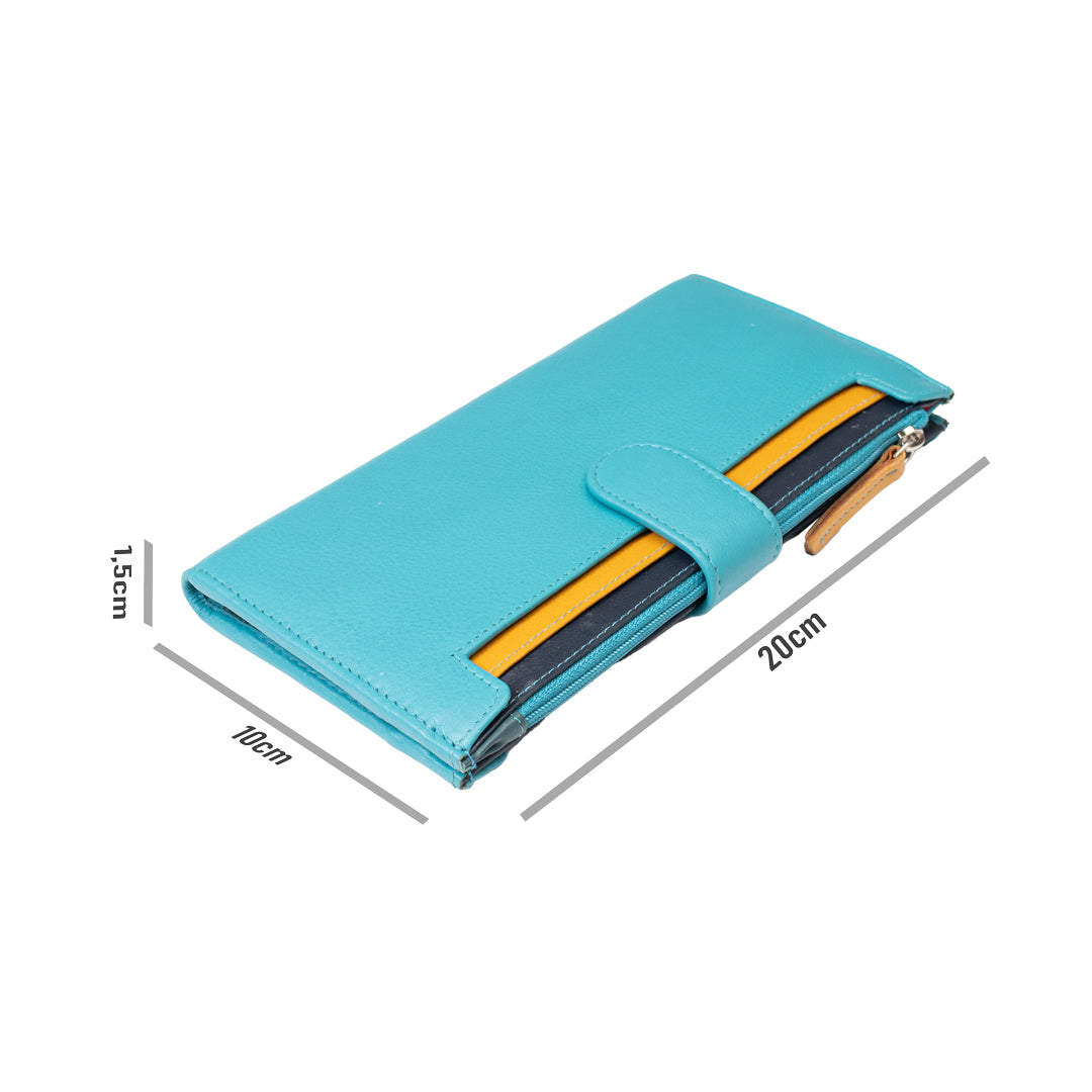 Women's wallet made of genuine turquoise leather Cory, Rfid protection