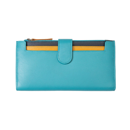 Women's wallet made of genuine turquoise leather Cory, Rfid protection