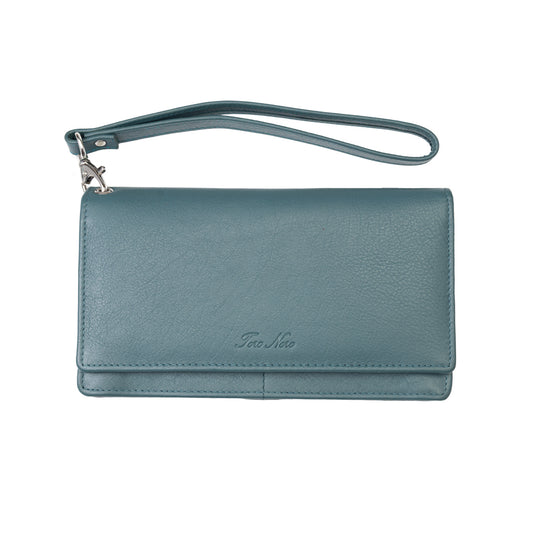 Women's wallet made of green genuine leather Chiara, Rfid protection