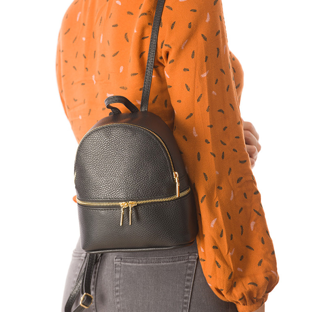 Teen Spirit women's black genuine leather backpack