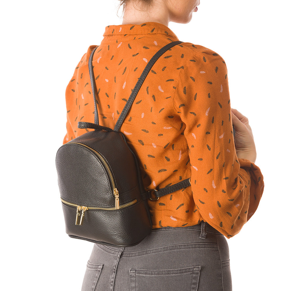 Teen Spirit women's black genuine leather backpack