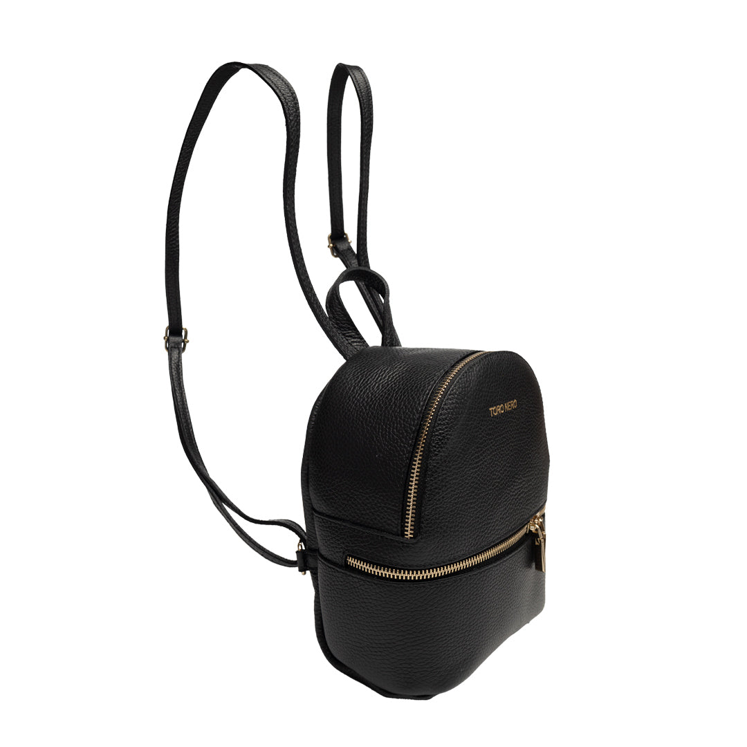 Teen Spirit women's black genuine leather backpack