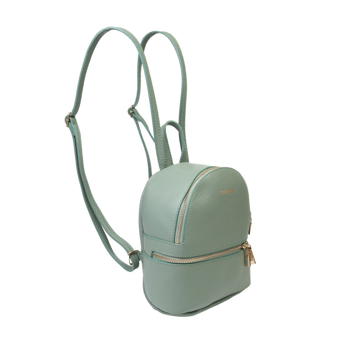 Rucsac damă din piele naturala verde salvie Teen Spirit