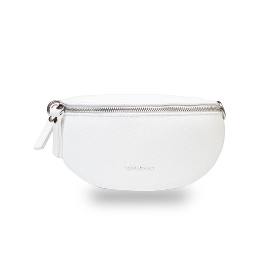 Sac banane en cuir véritable blanc Femme Waist Glam