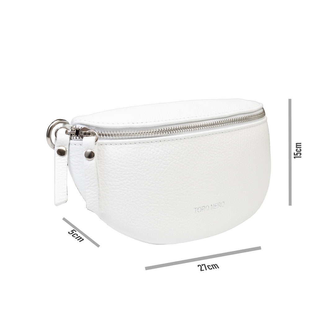 Women's white genuine leather bag Waist Glam