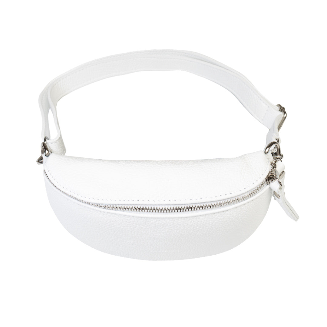 Marsupio donna in pelle naturale bianco Waist Glam