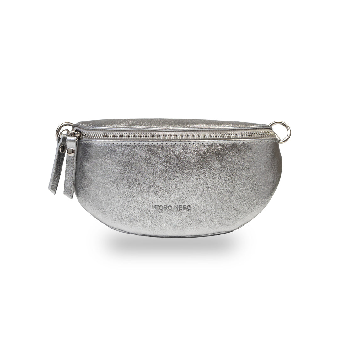 Women's silver genuine leather bag Waist Glam