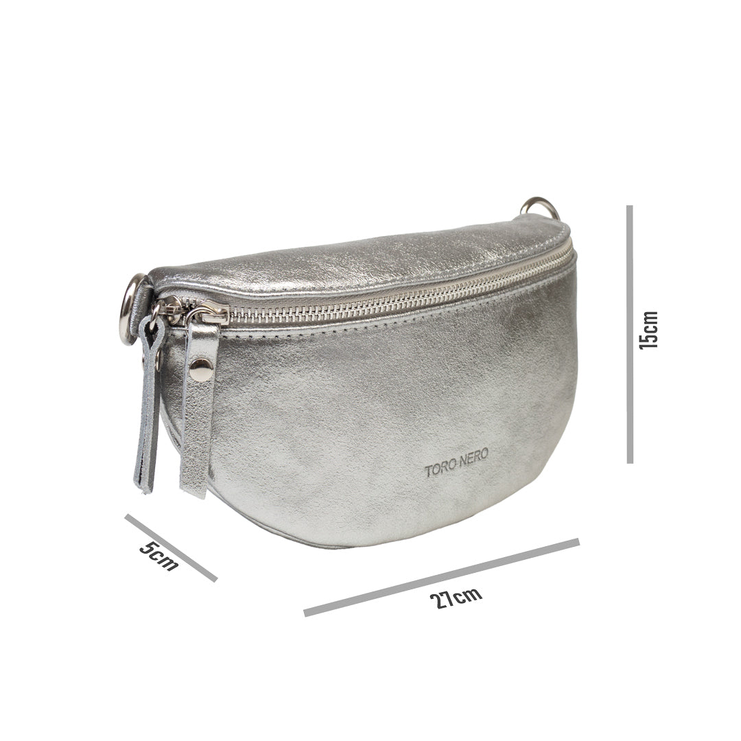 Women's silver genuine leather bag Waist Glam