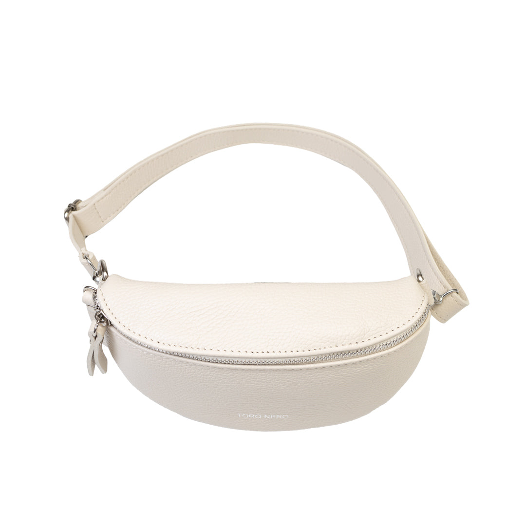 Sac banane pour femme en cuir véritable beige Waist Glam