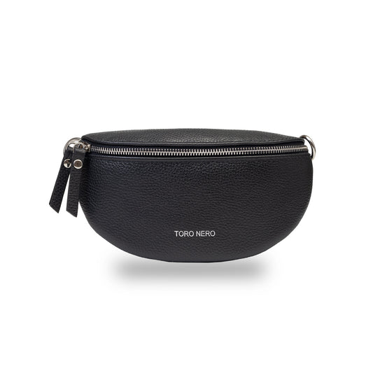 Damen-Gürteltasche aus schwarzem Leder Waist Glam