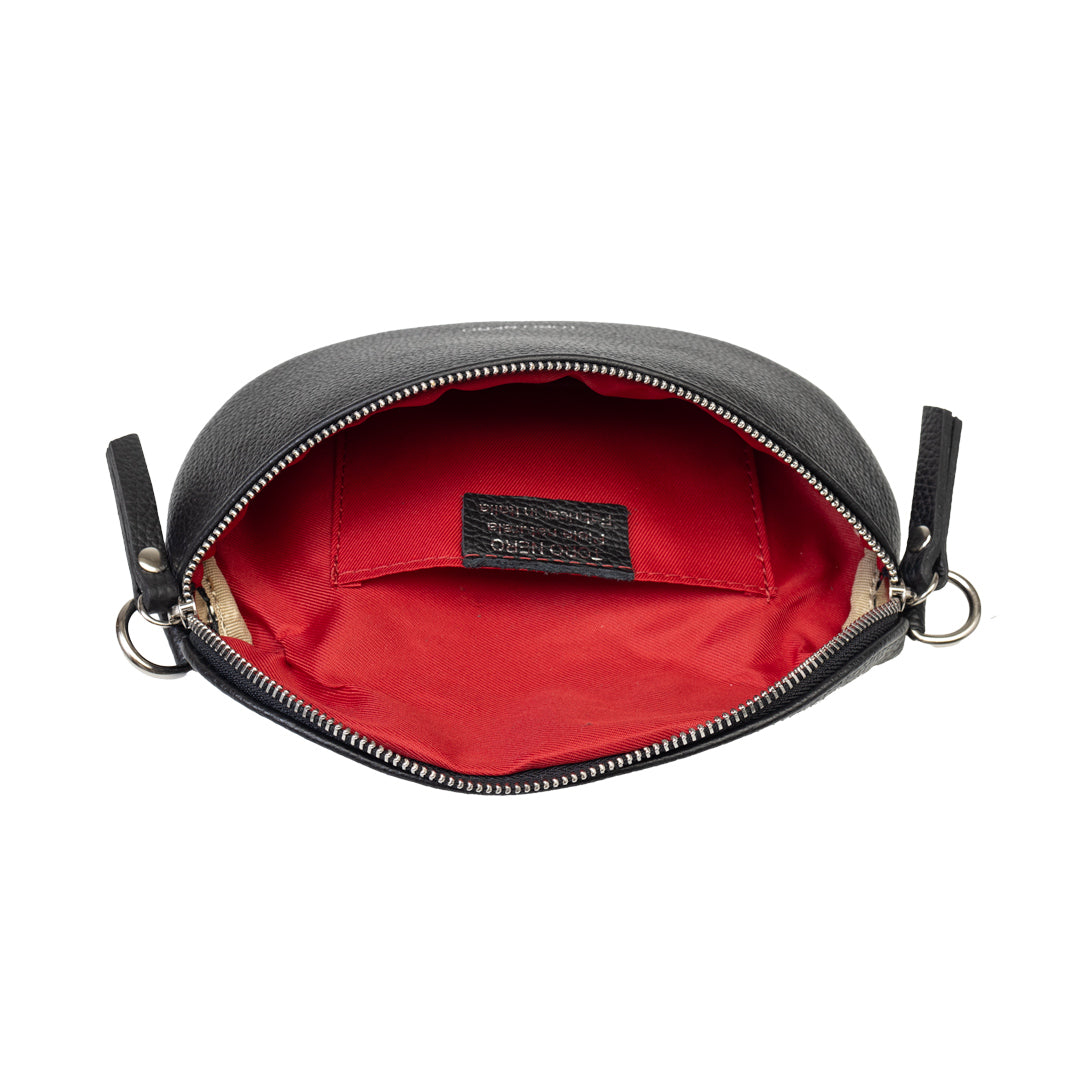 Damen-Gürteltasche aus schwarzem Leder Waist Glam
