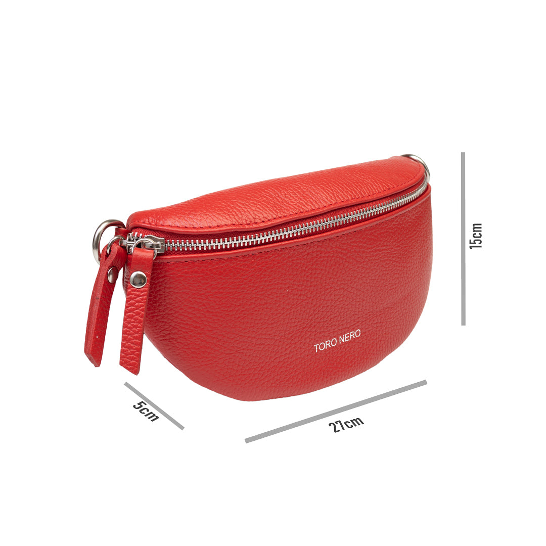 Women's red genuine leather bag Waist Glam