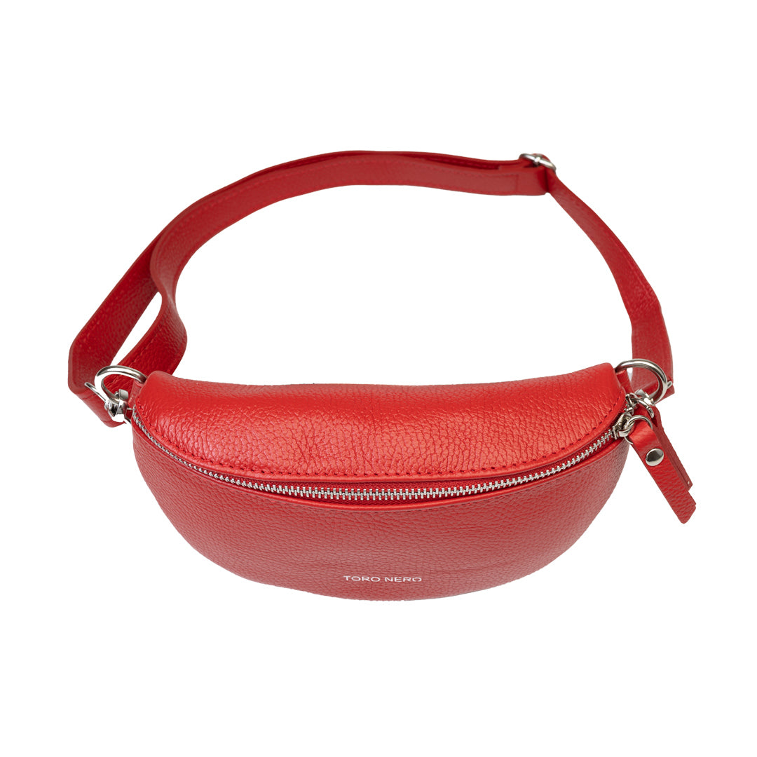 Borsello da donna in vera pelle rossa Waist Glam