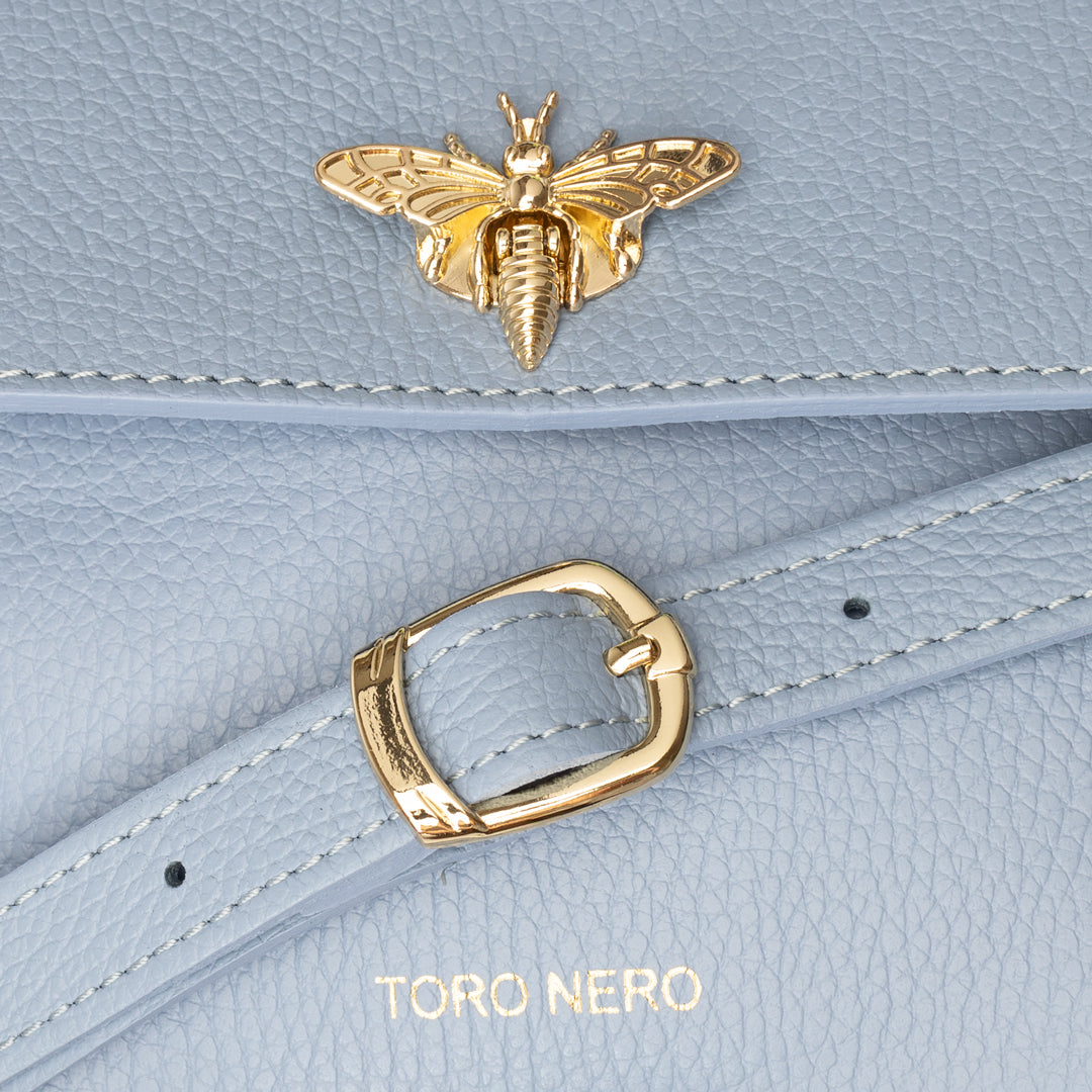Geanta dama din piele naturala baby blue Olivia