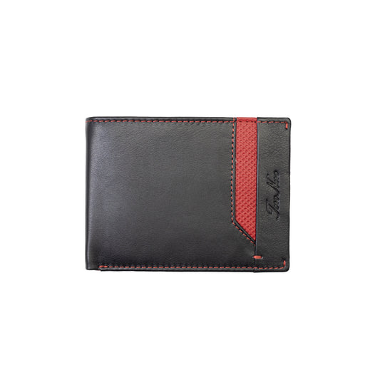 Men's wallet made of genuine leather, black-red Vox, RFID protection