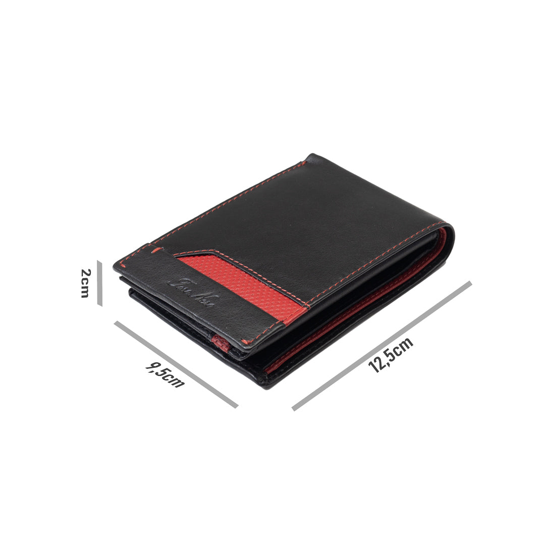 Men's wallet made of genuine leather, black-red Vox, RFID protection