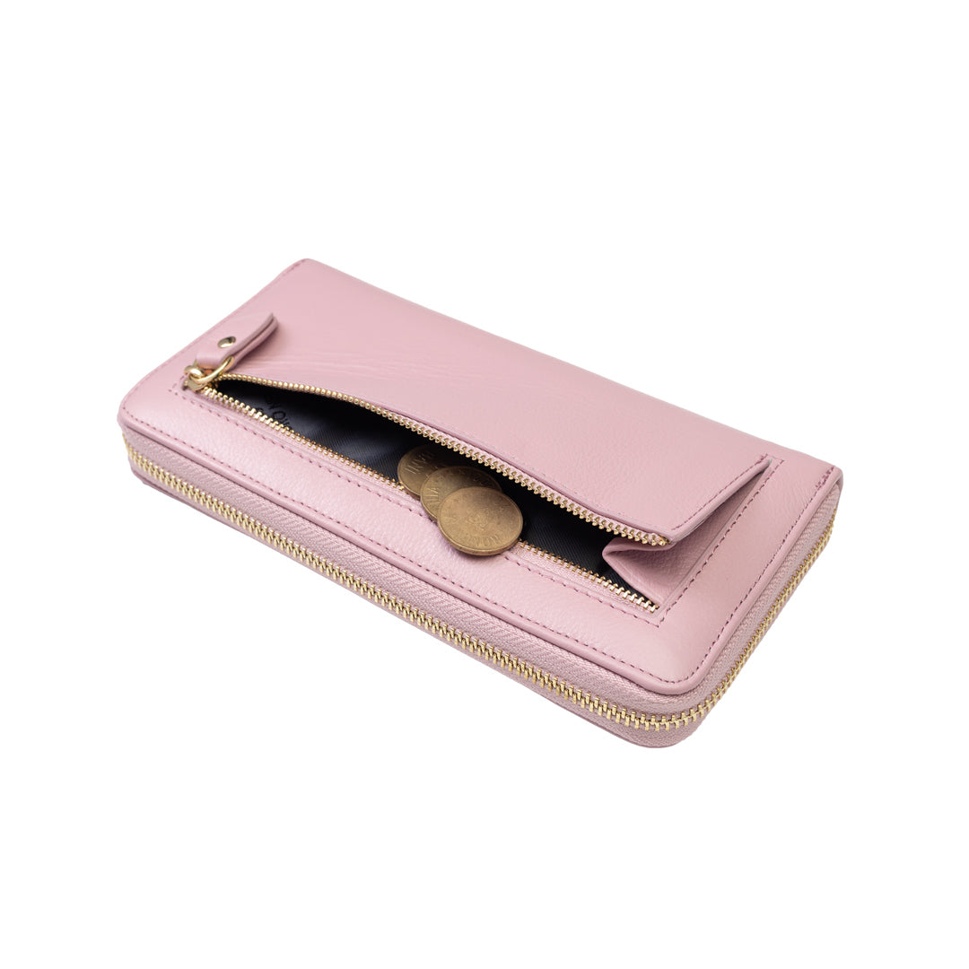 Women's wallet made of genuine leather, lilac-detail Arya
